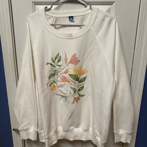 Floral Print White Sweatshirt